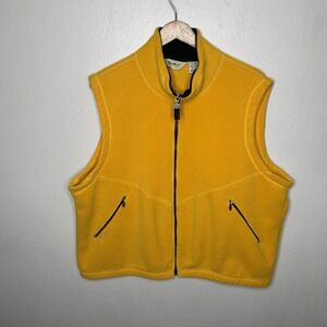 Eddie Bauer Yellow Fleece Gorpcore Vest Full Zip Womens XL Outdoor Hiking Gorp
